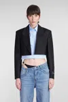 Alexander Wang Pre-styled Cropped Blazer With Dickie In Black