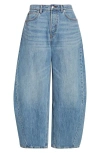 Alexander Wang Blow Up Crystal Logo Balloon Leg Jeans In Blue