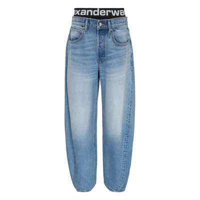 Alexander Wang Blow Up Logo Waistband Jeans In Blue