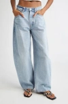Alexander Wang Blow Up Mid Rise Balloon Leg Jeans In Blue