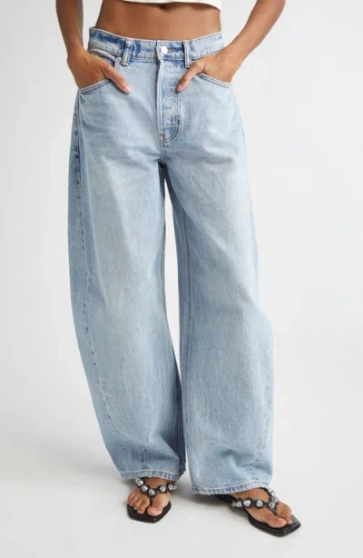 Alexander Wang Blow Up Mid Rise Balloon Leg Jeans In Blue