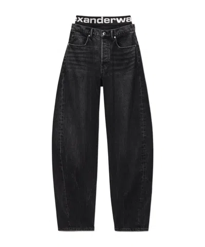 Alexander Wang Blow-up Jeans With Logo Bike Short Waistband In Black