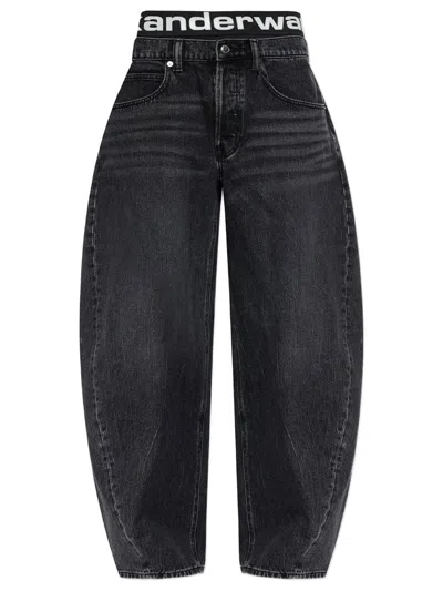 Alexander Wang Blow-up Jeans With Logo Bike Short Waistband In Black