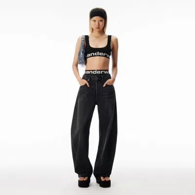 Alexander Wang Blow-up Jeans With Logo Bike Short Waistband In Gray