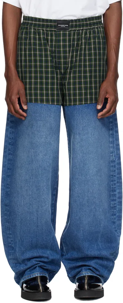 Alexander Wang Blue & Green Boxer Combo Loose Jeans