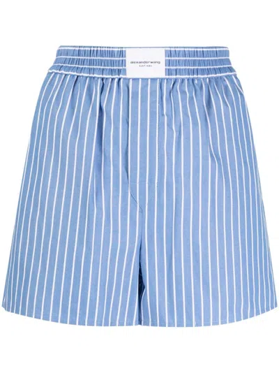 ALEXANDER WANG BLUE & WHITE STRIPED COTTON BOXER SHORTS FOR EFFORTLESSLY STYLISH WOMEN