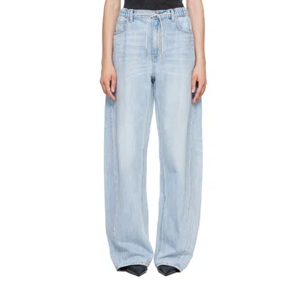 Alexander Wang Blue Balloon Jogger Rhinestone Drawcord Jeans In Multi