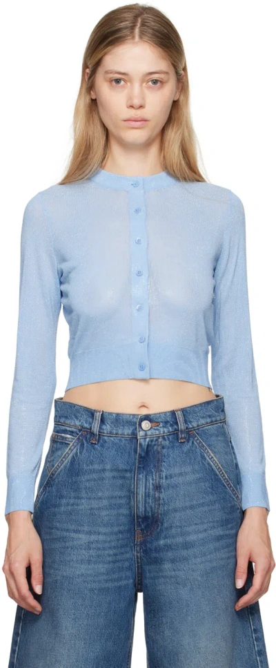 Alexander Wang Blue Beaded Hotfix Cardigan In Blue 400