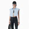 Alexander Wang Blue Button Up Shirt With Logo Nameplate