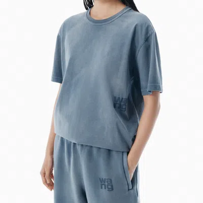 Alexander Wang Blue Cotton-jersey Logo Tee