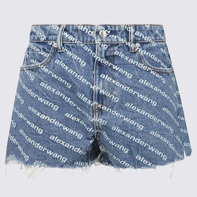 Alexander Wang Blue Cotton Shorts In Navy