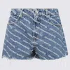 Alexander Wang Blue Cotton Shorts In Deep Blue/white