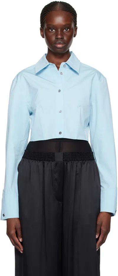 Alexander Wang Blue Cropped Shirt In 434 Cerulean