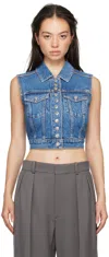 Alexander Wang Shrunken Trucker Vest In Denim In Blue