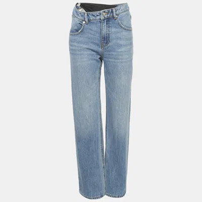 Pre-owned Alexander Wang Blue Denim Bikini Detail Straight Leg Jeans S Waist 25"