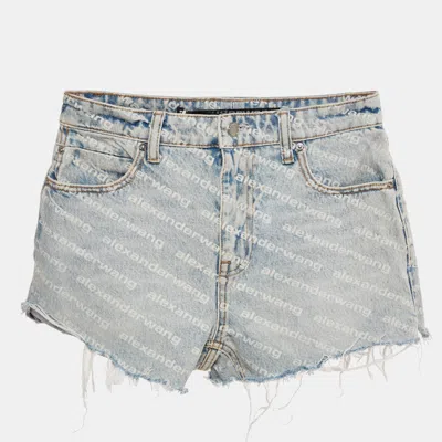 Alexander Wang Blue Denim Bite Highrise Shorts S/waist