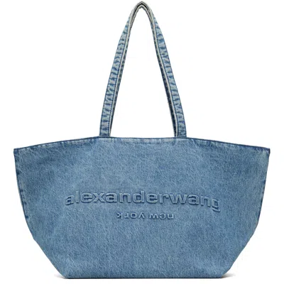 Alexander Wang Blue Denim Punch Tote In 473-vintage Medium I