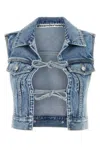 Alexander Wang Blue Embellished Denim Vest In Light Blue