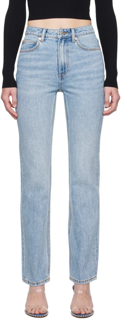 Alexander Wang Blue Fly High-rise Stacked Jeans In Vntge F Indgo 471a