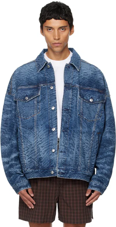 Alexander Wang Blue Graffiti Oversized Denim Trucker Jacket