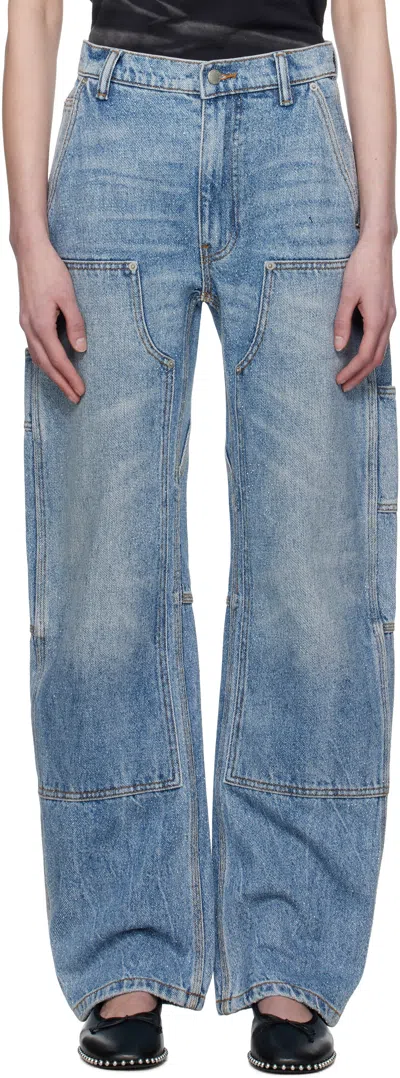 Alexander Wang Blue High-waist Workwear Jeans In Classic Worn Indigo