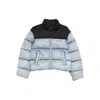 Alexander Wang Cropped Quilted Padded Denim And Canvas Jacket In Multi