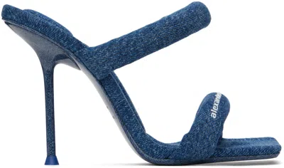 Alexander Wang Blue Julie 105mm Denim Tubular Heeled Sandals In Deep Blue