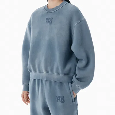 Alexander Wang Blue Logo Puff Print Sweatshirt