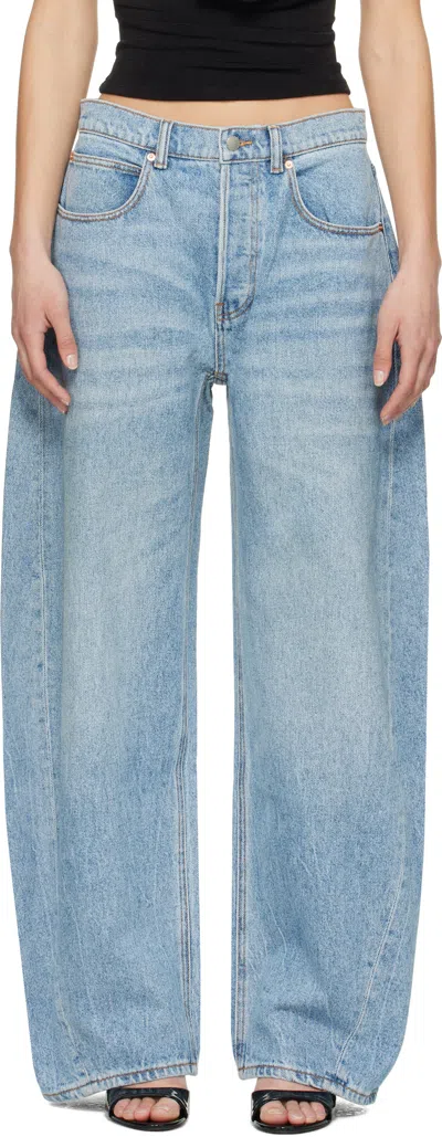 Alexander Wang Blue Low-rise Rounded Oversized Jeans In Classic Light Indigo
