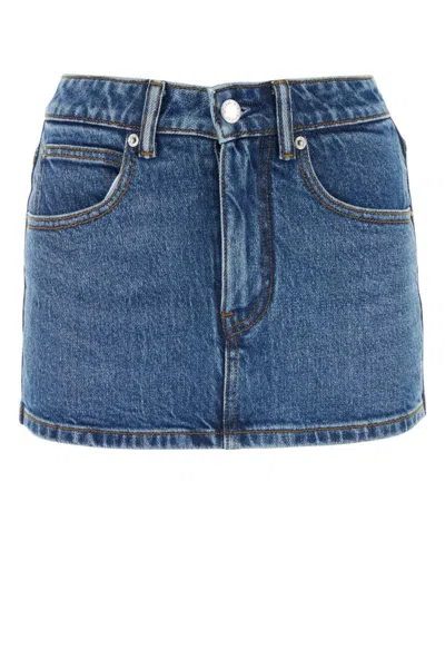ALEXANDER WANG WOMEN BLUE MID-RISE DENIM SKORT, 26 LUXURY SHORTS FOR WOMEN DARVEYS