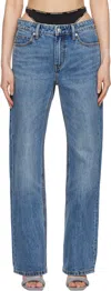 Alexander Wang Blue Mid-rise Pre-styled Logo Brief Jeans In Vntge Mdm Indgo 473