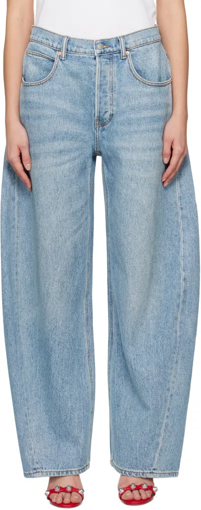 Alexander Wang Blue Oversize Rounded Jeans In Vintage Light Indigo
