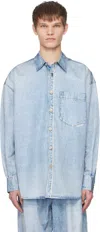 Alexander Wang Blue Printed Shirt In 487a Vintage Faded