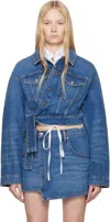 Alexander Wang Blue Regen Cotton Wrapped Denim Jacket In Deep Blue