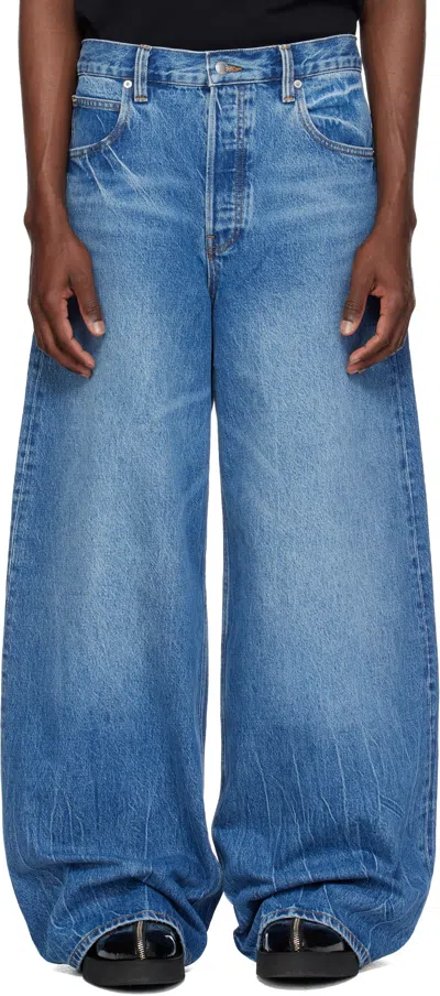 Alexander Wang Blue Surge Low Rise Wide Leg Jeans