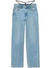 Alexander Wang Mid-rise Jeans With Pre-styled Logo Thong In Blue