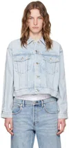 Alexander Wang Blue Zipped Sleeve Denim Jacket In Bleach 453