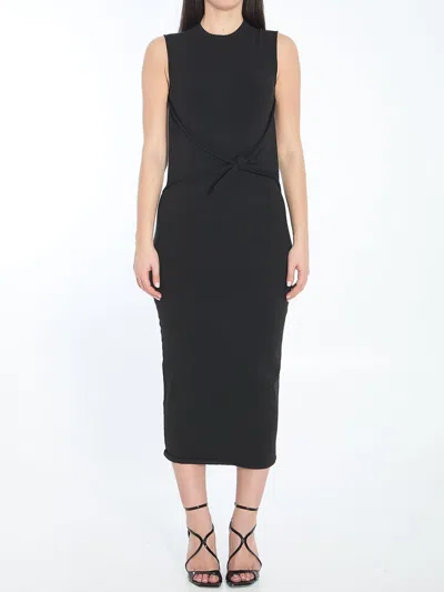 Alexander Wang Draped Midi Dress In Black Polyester