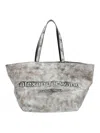 Alexander Wang Black And White Leather Punch Tote In Gray