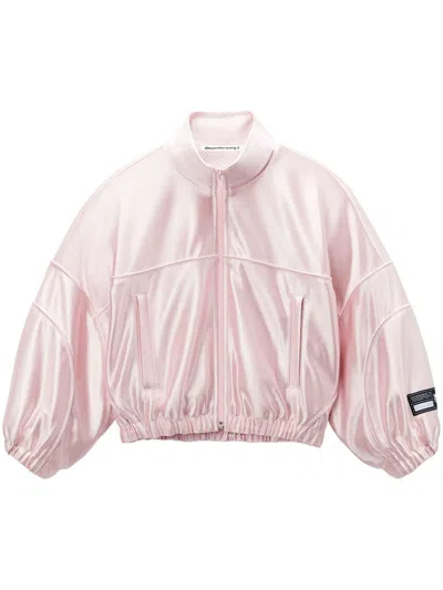 Alexander Wang Bomber Jacket With Applied Logo Clothing In Pink & Purple