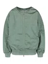 Alexander Wang Bomber Jacket With Drawstring Collar In Green