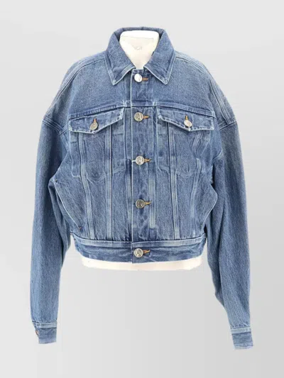 Alexander Wang Bonded Seam Rounded Trucker Jacket In Blue