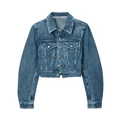 Pre-owned Alexander Wang Bonded Seams Slim Trucker Jacket 'vintage Medium Indigo' | Blue | Women's Size S