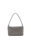 Alexander Wang Medium Heiress Shoulder Bag In Metallic Mesh With Crystal Rhinestones In Argento