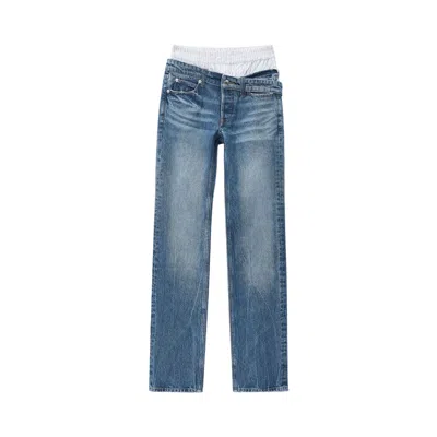 Pre-owned Alexander Wang Boxer And Drop Waistband Pre-styled Slim Jean 'vintage Marbled Blue' | Women's Size 2