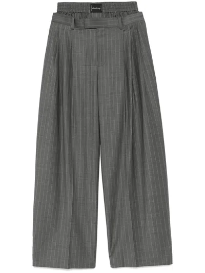 Alexander Wang Boxer-detail Pleated Trousers In Grey