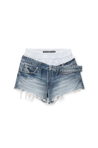 Alexander Wang Boxer Drop Waistband Short Vintage Marbled Blue