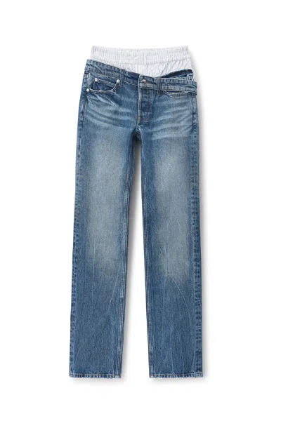 Alexander Wang Boxer Drop Waistband Slim Jean Vintage Marbled Blue