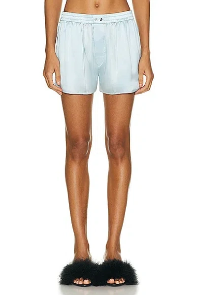 Alexander Wang Boxer Short W/ Tulle Cut Out Back Panel In Shine Blue