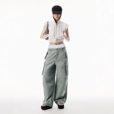 Alexander Wang Layered-waistband Cargo Pants In Gray